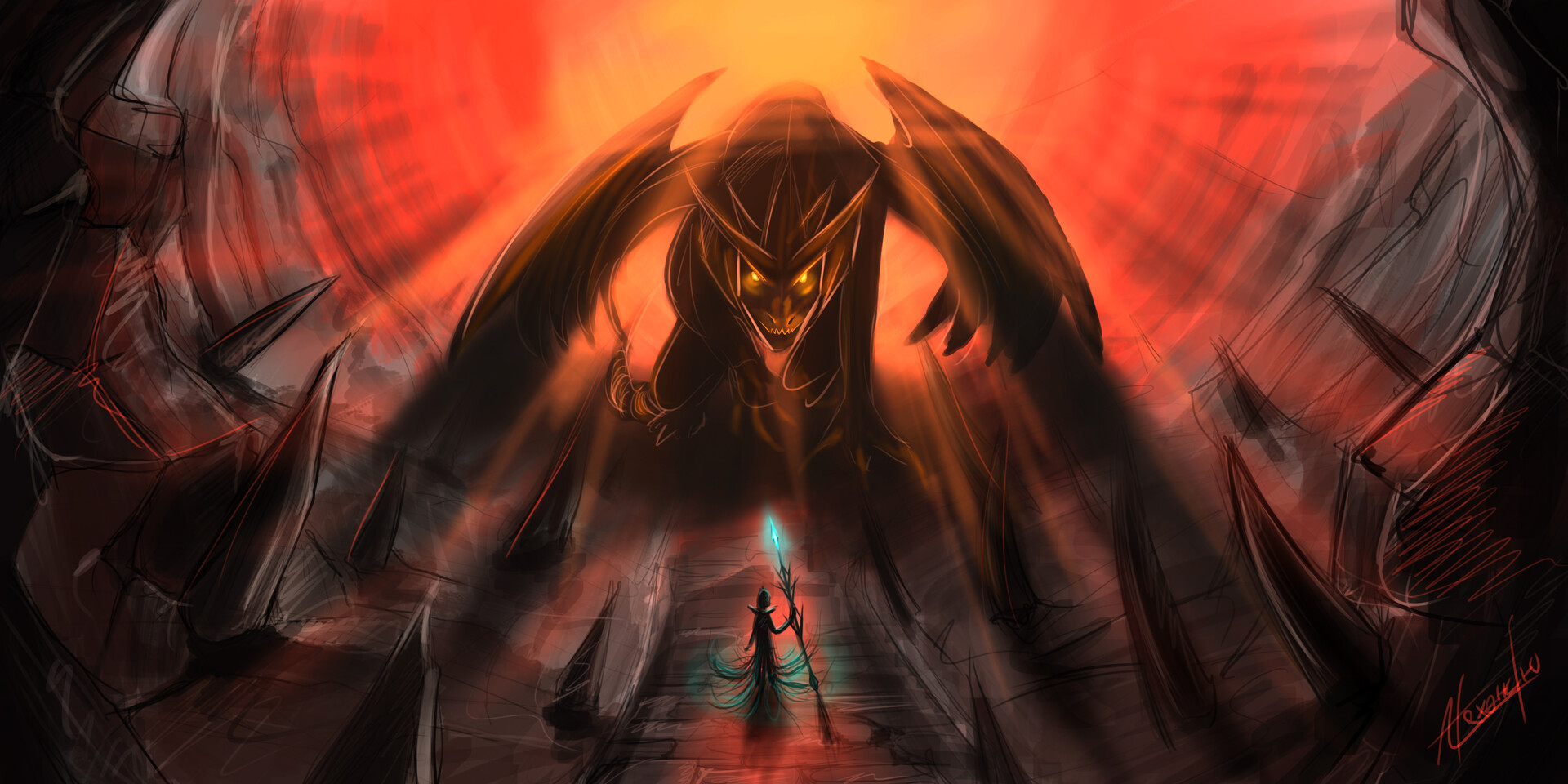 ArtStation - Mage vs Dragon