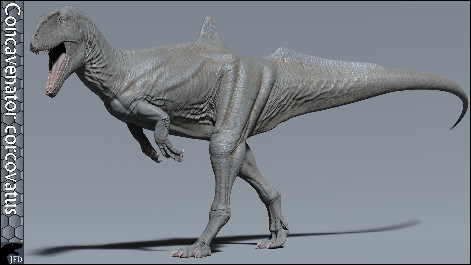 Concavenator corcovatus full body normal map and displacement render.