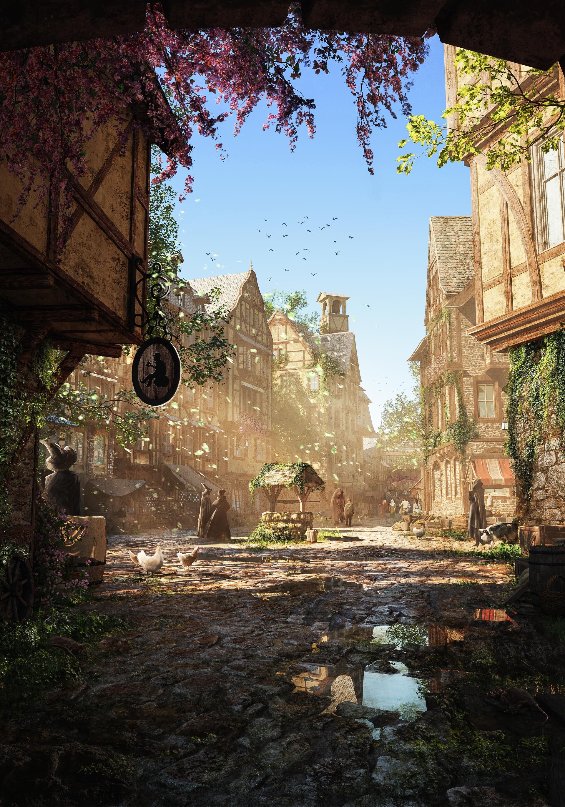 Florian Bossonney Medieval Market Village Concept Art