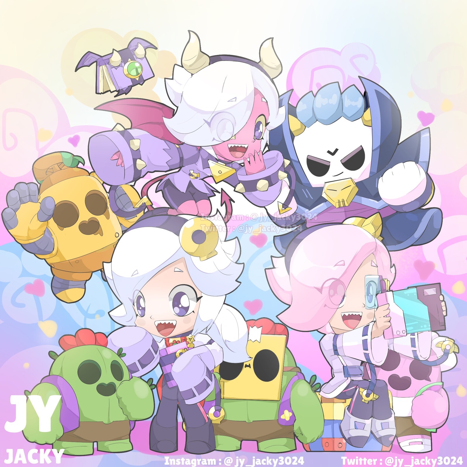 J Y Jacky Colette And Spike All Skin In Chibi Style Brawl Stars Fanart - colette brawl stars fanart skin