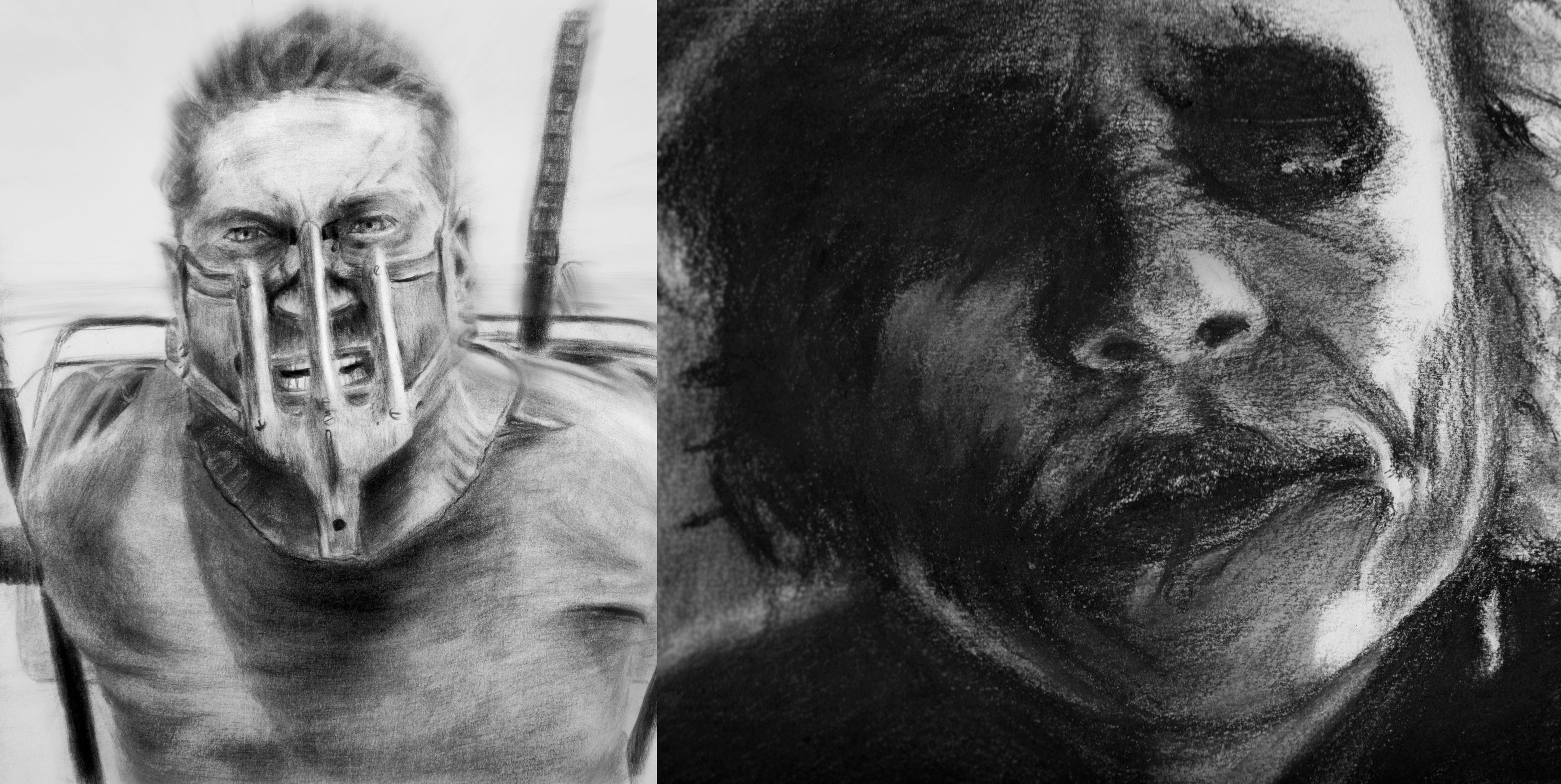 I also took his portrait drawing course, and created these with charcoal.