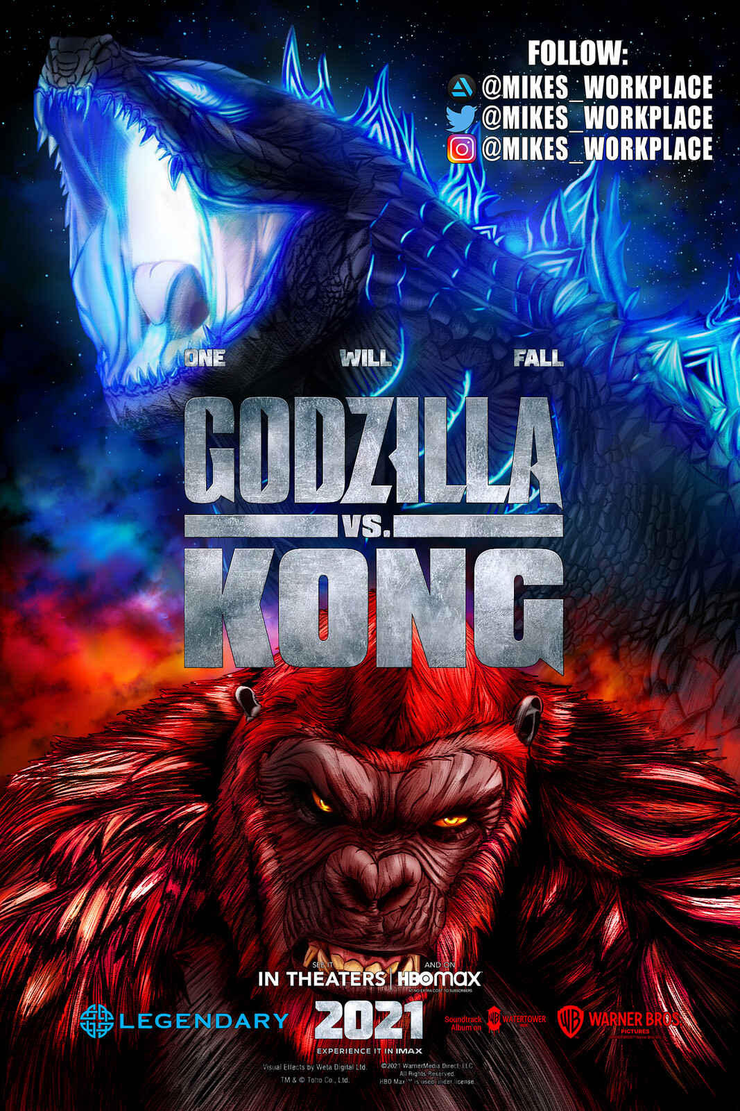 mikes_ workplace - Godzilla vs Kong Fan Art Poster 2021
