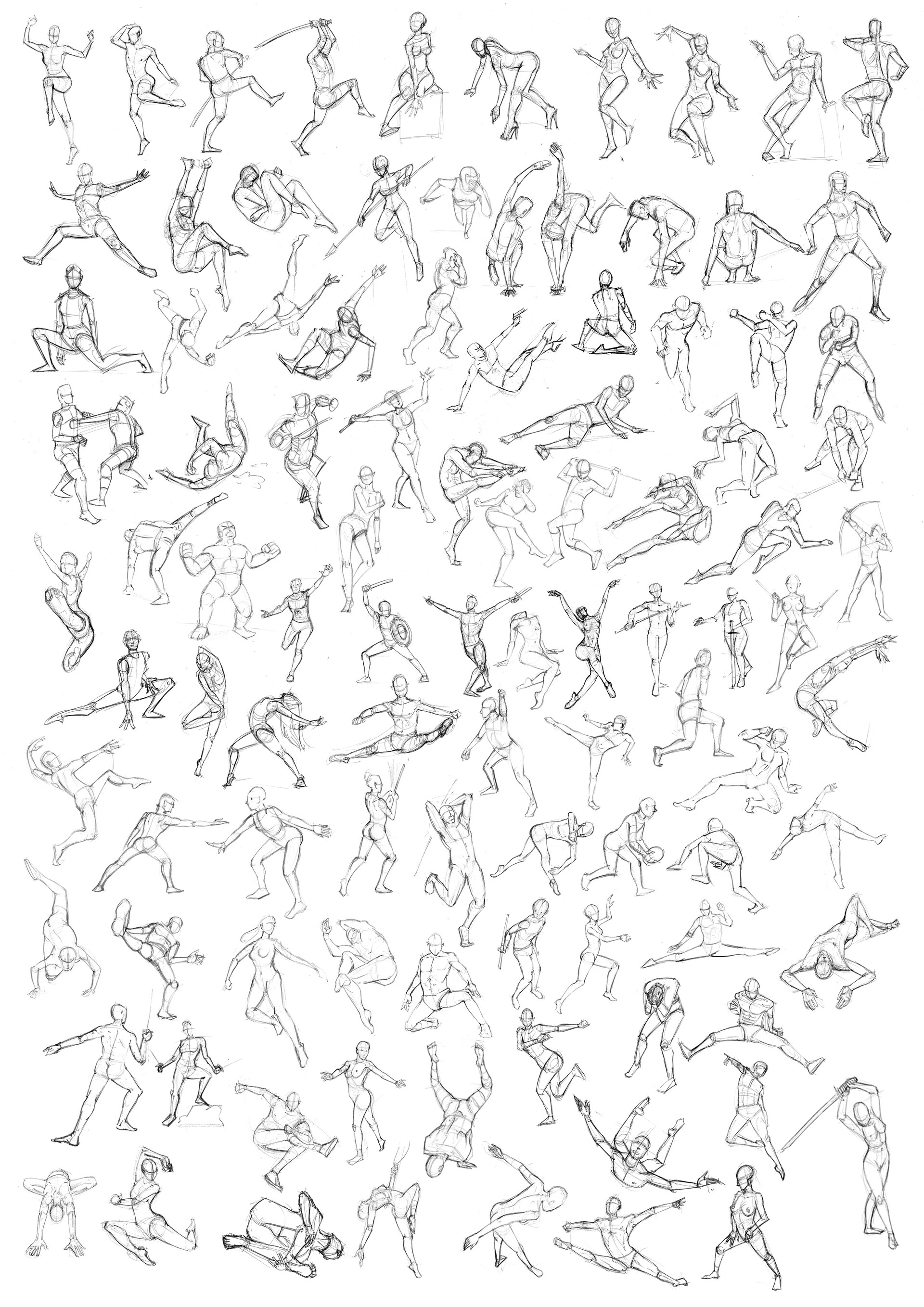 Drew some action poses in photoshop | Male body art, Action poses, Anime  poses