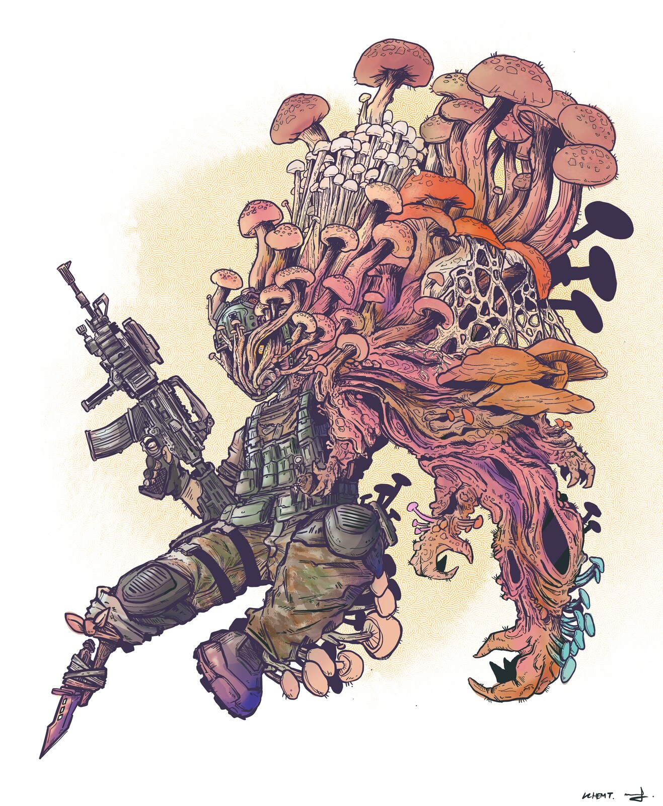 Character Design Challenge : Mushroom fighter (modern soldier)
