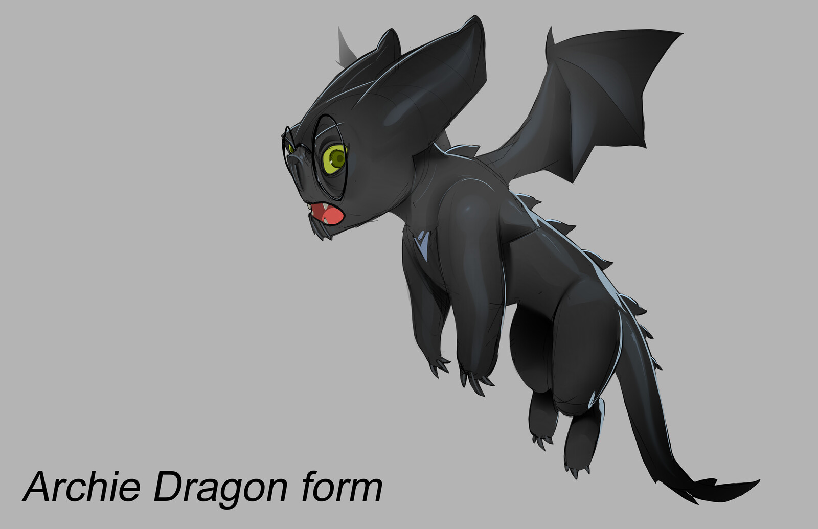 visual development for the character Archie in dragon form