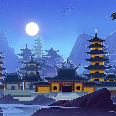 Artstation 和风狐妖 名动漫学员商业插画作品