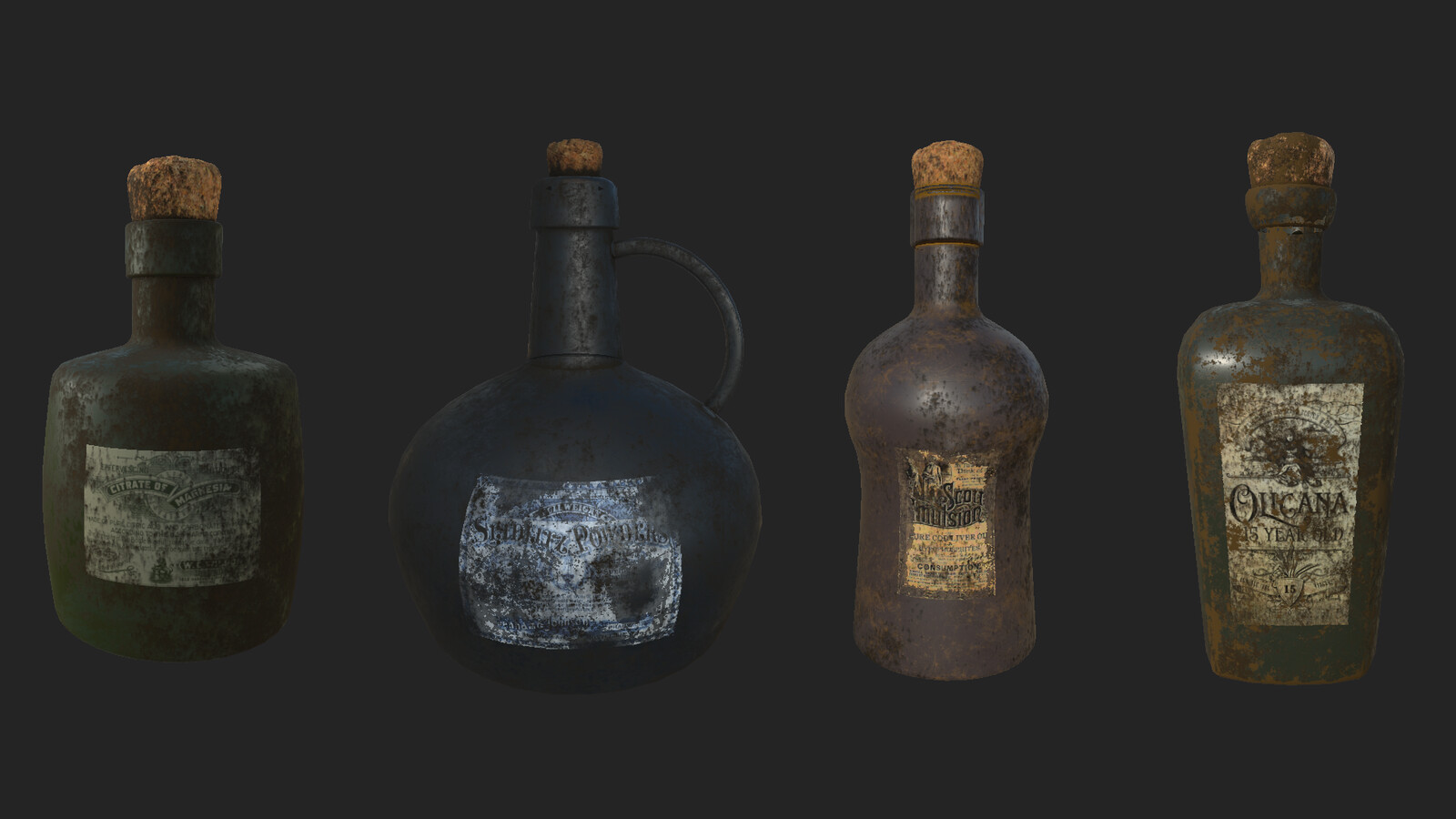 Bench of bottles