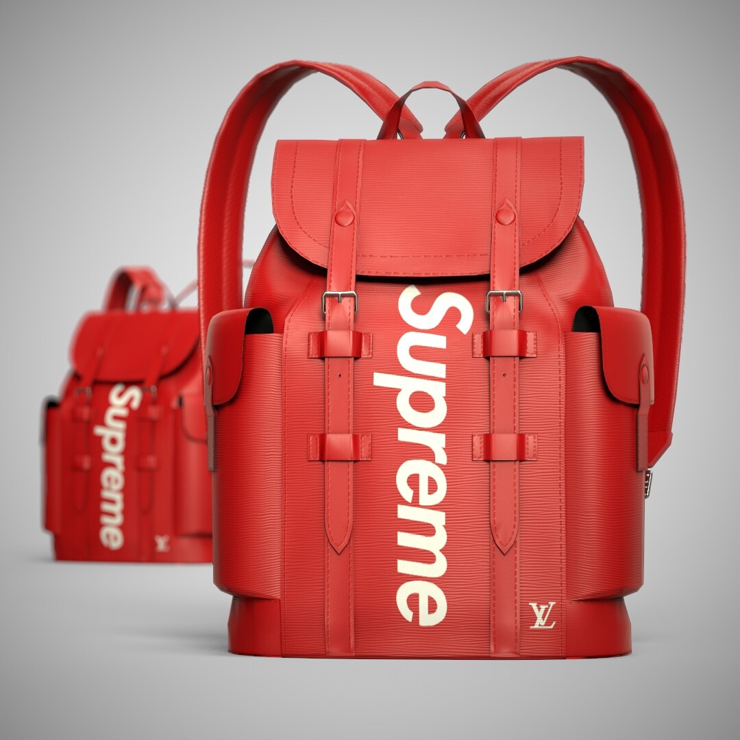 Red Supreme Louis Vuitton Backpack