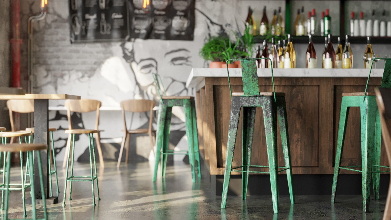 Realistic Bar Coffee Shop