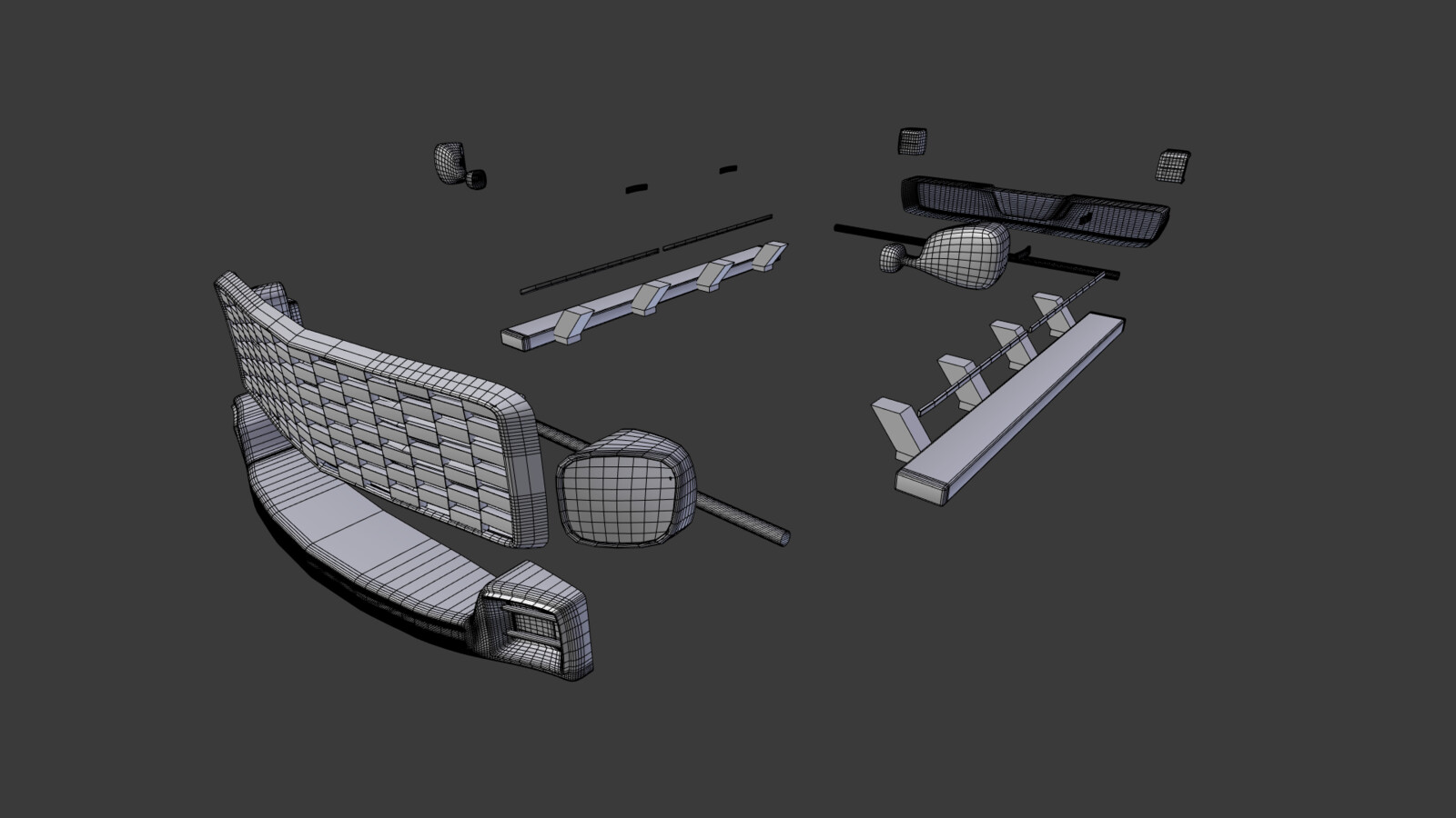 Heavy Duty Truck wireframe 5 (parts)