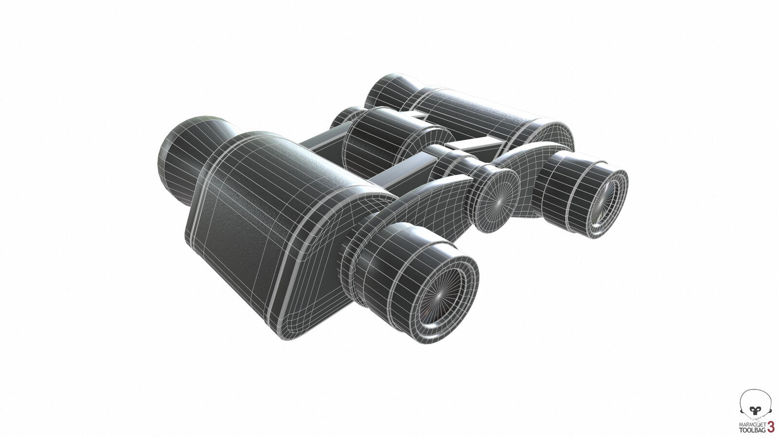 Binoculars high poly wireframe 2