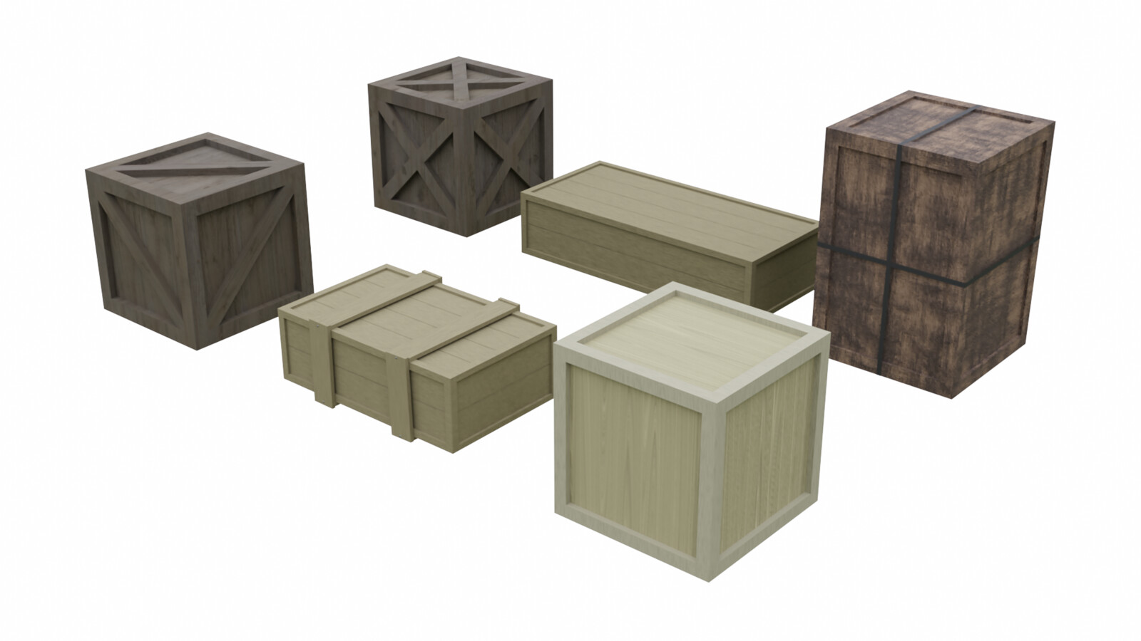 Wooden Crate Collection Render
