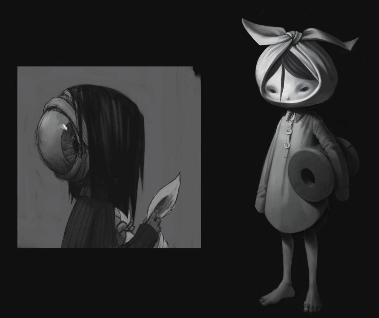 My main goal while desiging this character was to make you wonder what her deal is. Where does she come from and why is her head wrapped like that? I don't know the answers, but she must be hiding something...