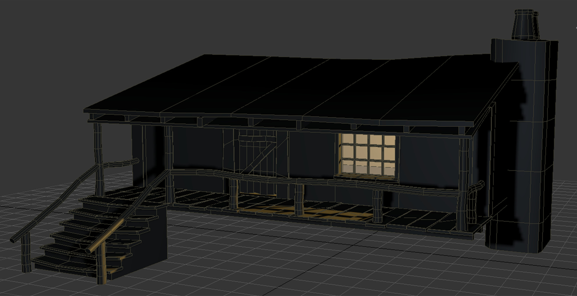HD Forest Hut Angle 2 with scene lighting and shadows
