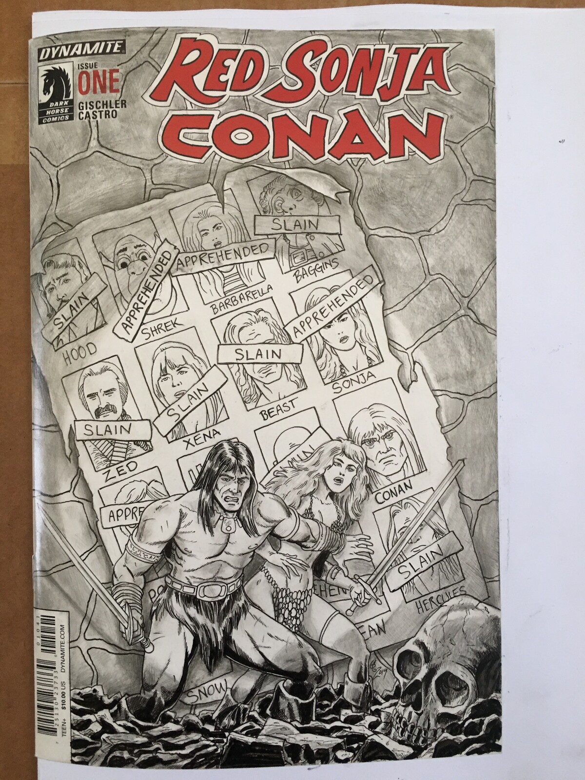 Gene Guilmette - Sketch Cover - Red Sonja and Conan