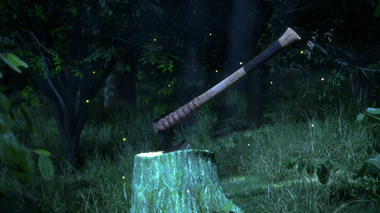 Axe in the woods