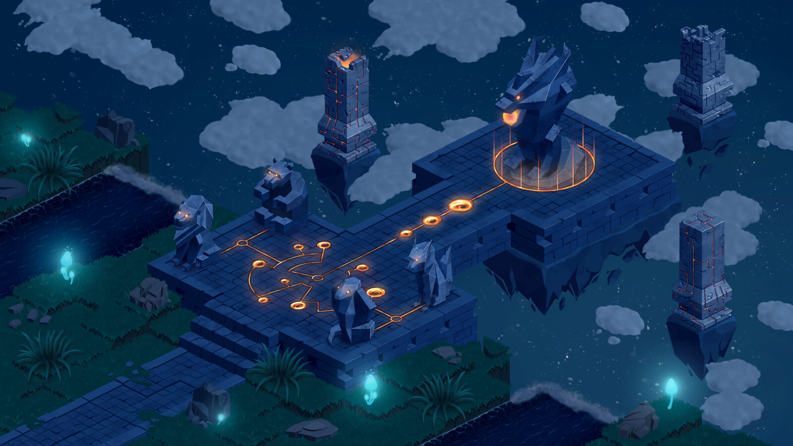 The "Dragons à Patounes" Temple (2D isometric game environment)