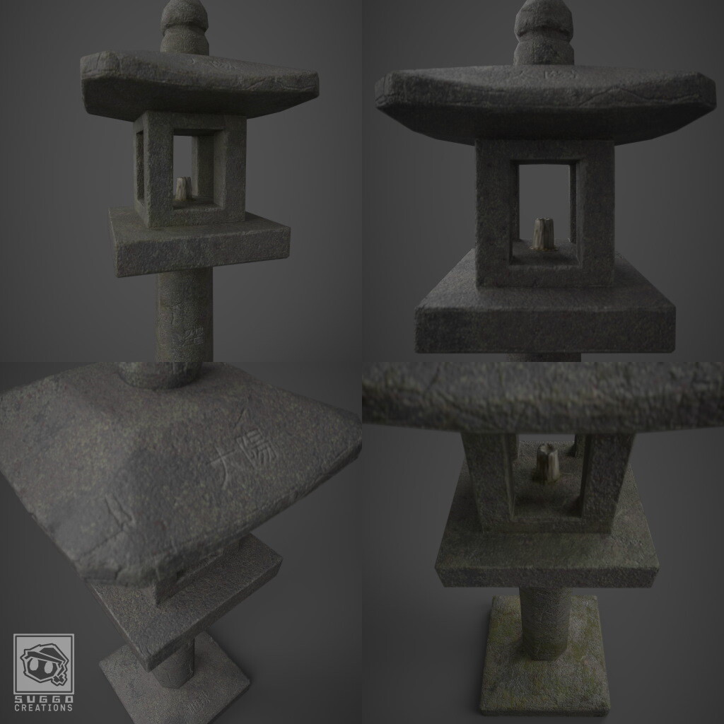 Artstation Tachidōrō 立ち灯籠 Stone Japanese Lantern Wessel Freriks