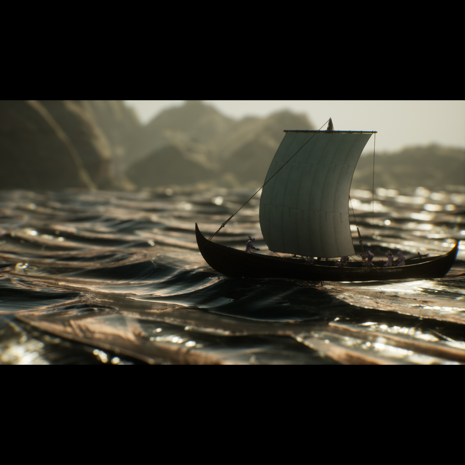 on the open sea