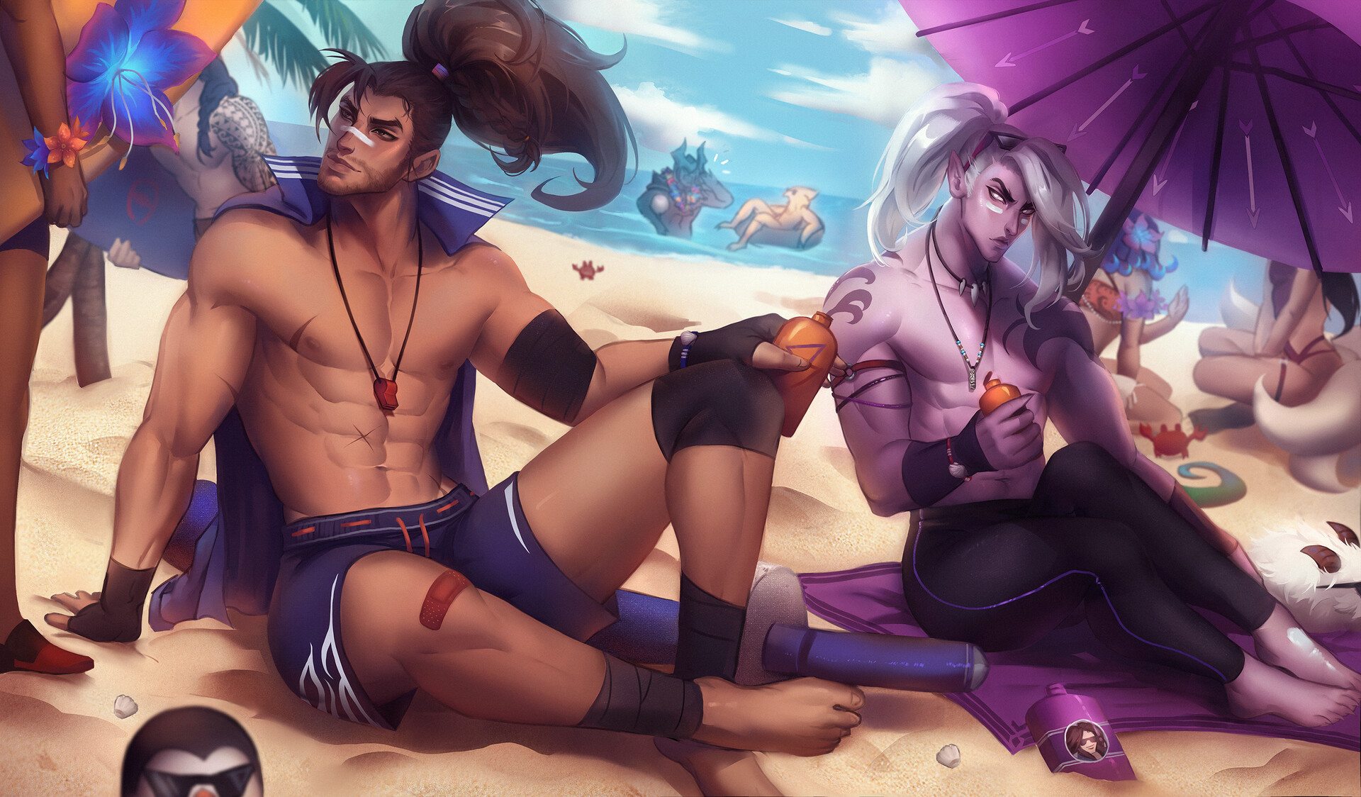 LoL illustration of Varus and Yasuo in Pool Party skins