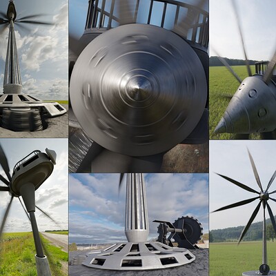 Dennis haupt 3dhaupt steampunk windturbine textured high poly version modelled pbr texturd and animated by 3dhaupt in blender 2 92 3