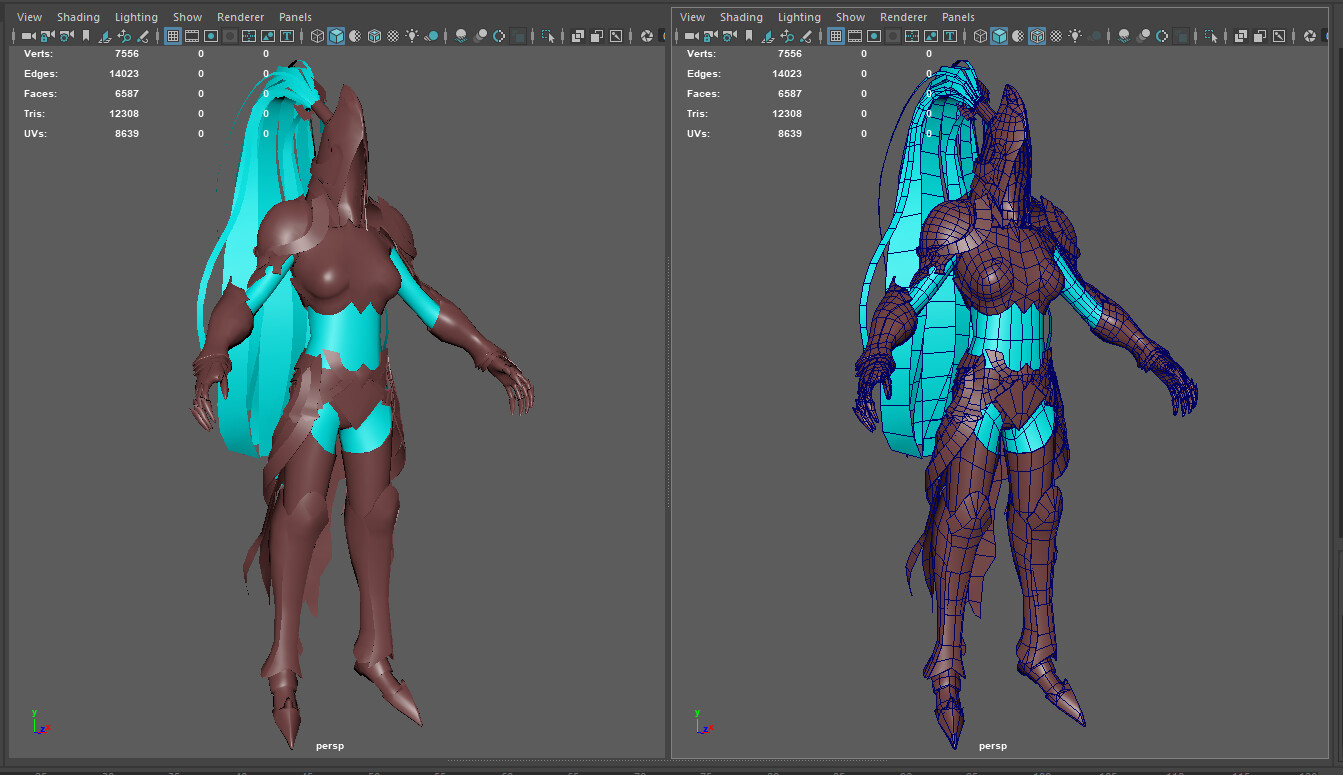 Character topology. Character has 12 308 tris.