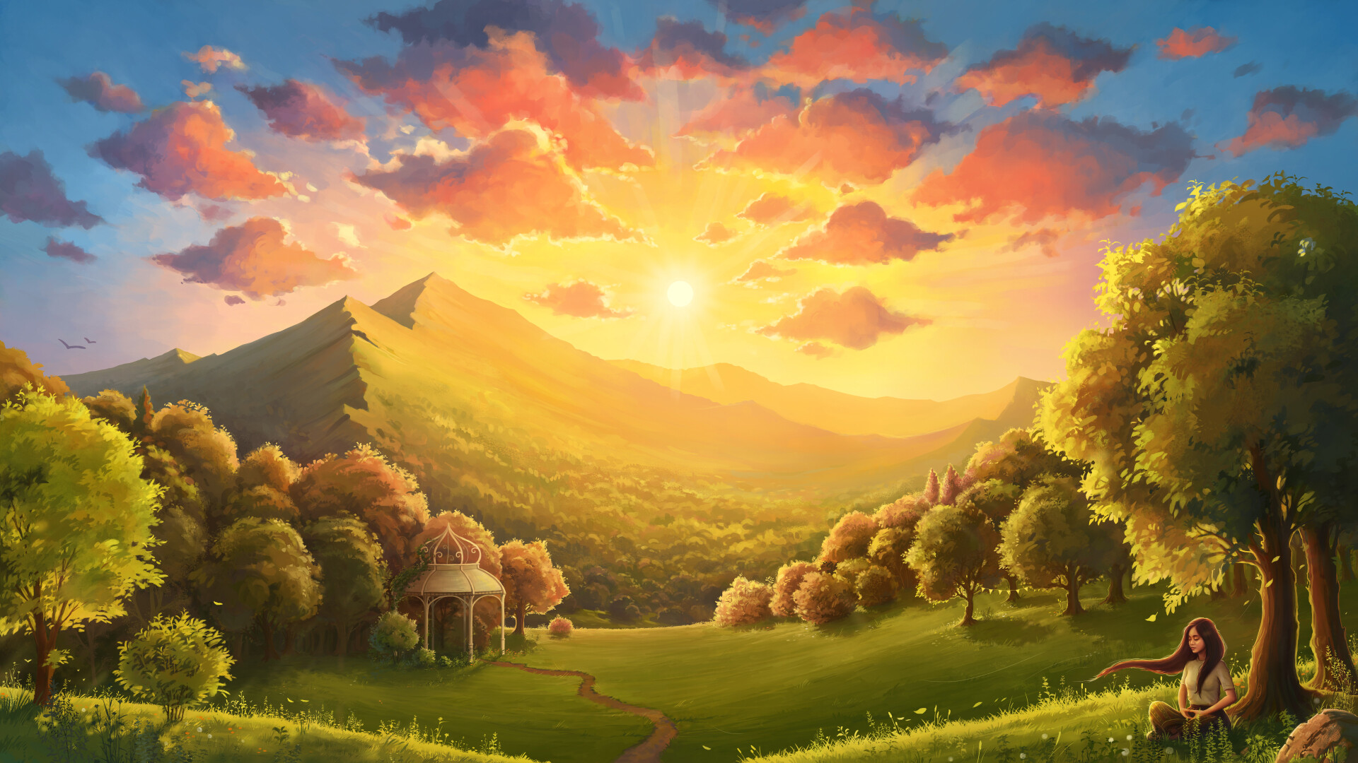 ArtStation - Sunset mountains | background