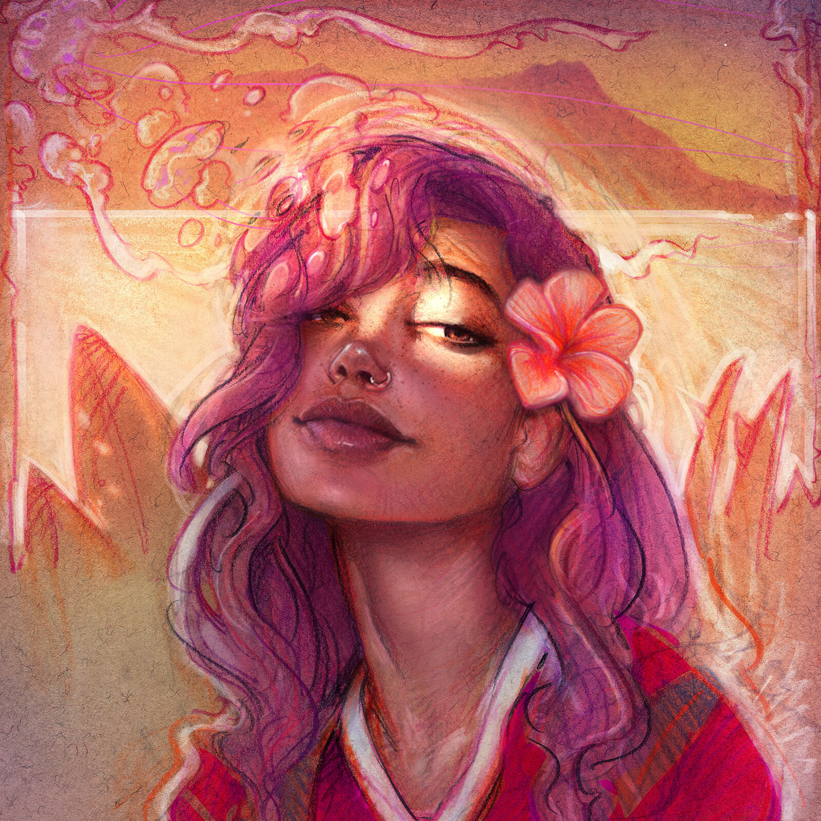 colored pencil and photoshop painting study of model Brook Power