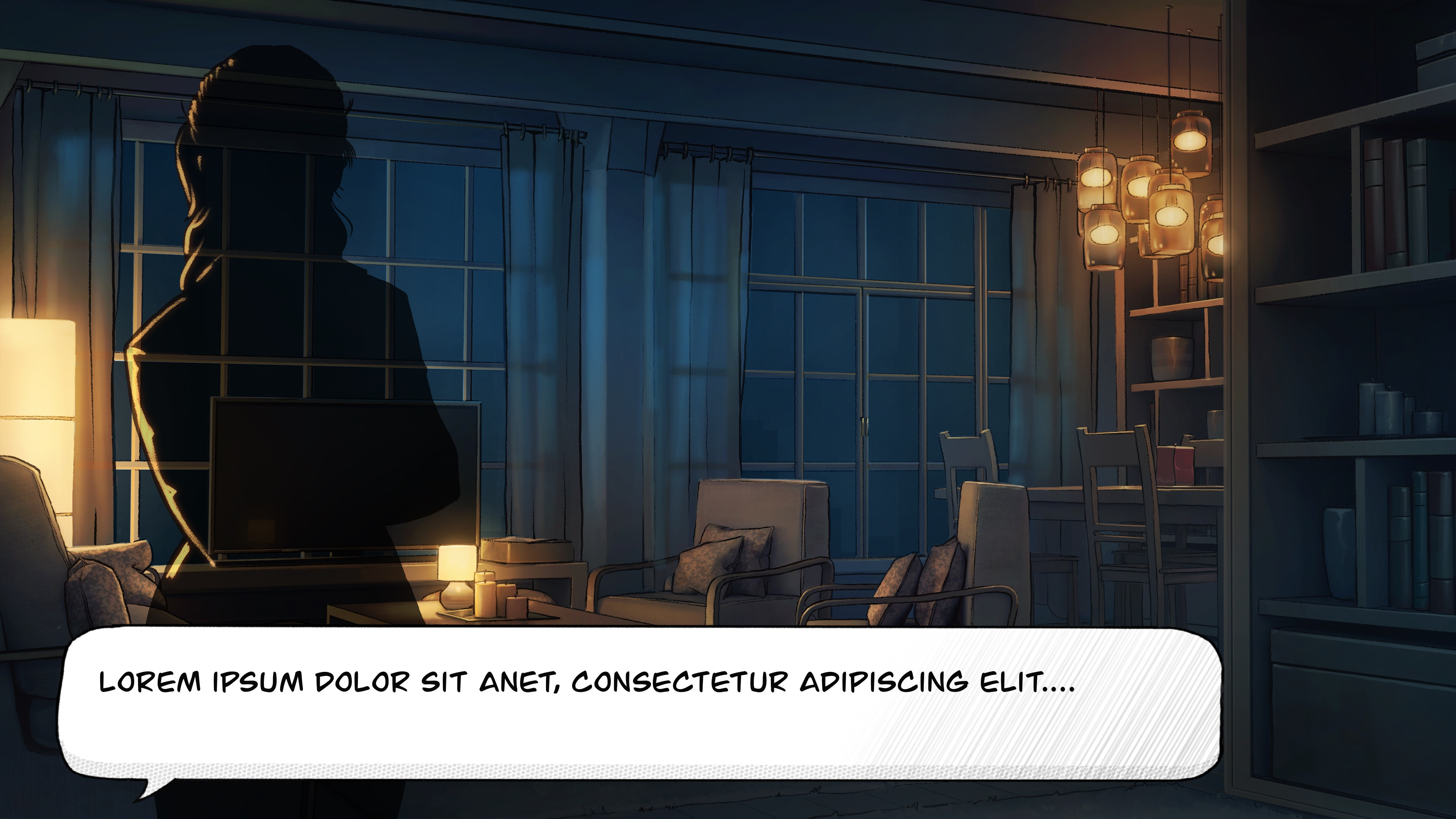 Mockup with character and text.