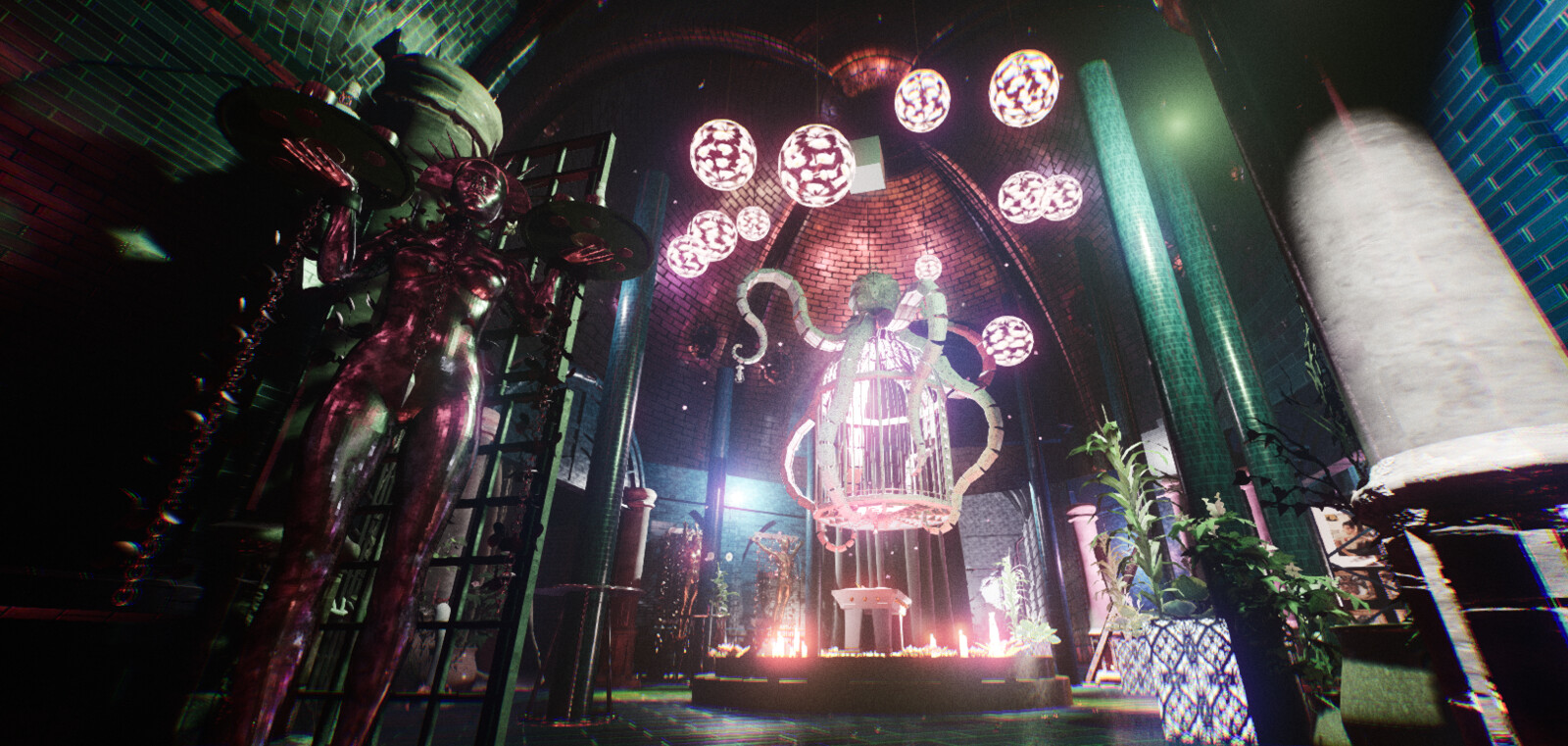 Entrance view with the octopus chandelier made by Keyvan Akbari