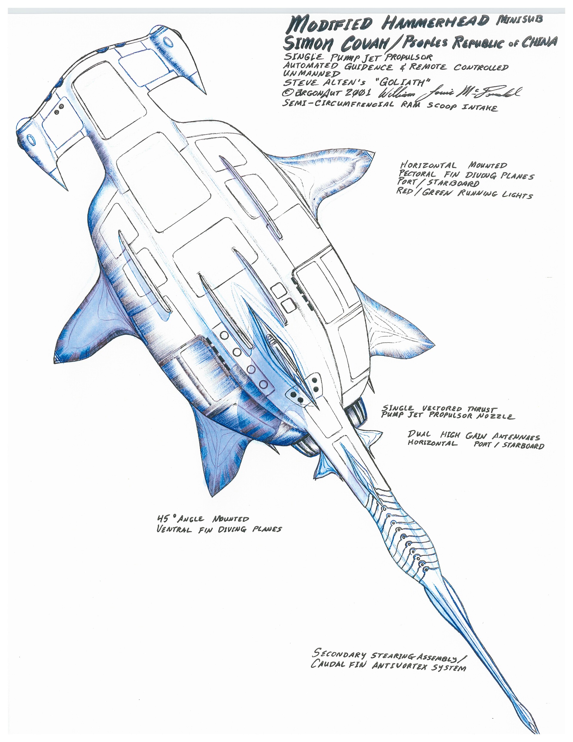 ArtStation HammerheadOranda Goldfish Unmanned Drone Dorsal View