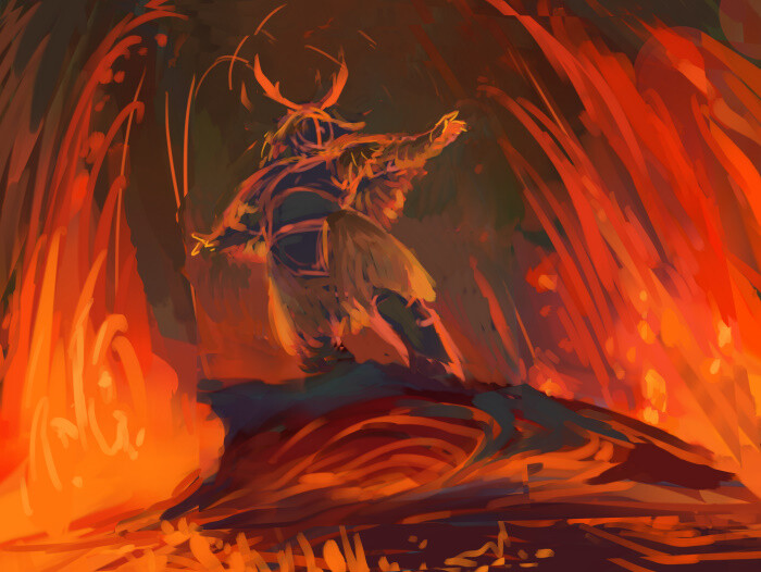Sketch 1 - Went with this one, plus floating lava shenanigans as seen in sketch 3