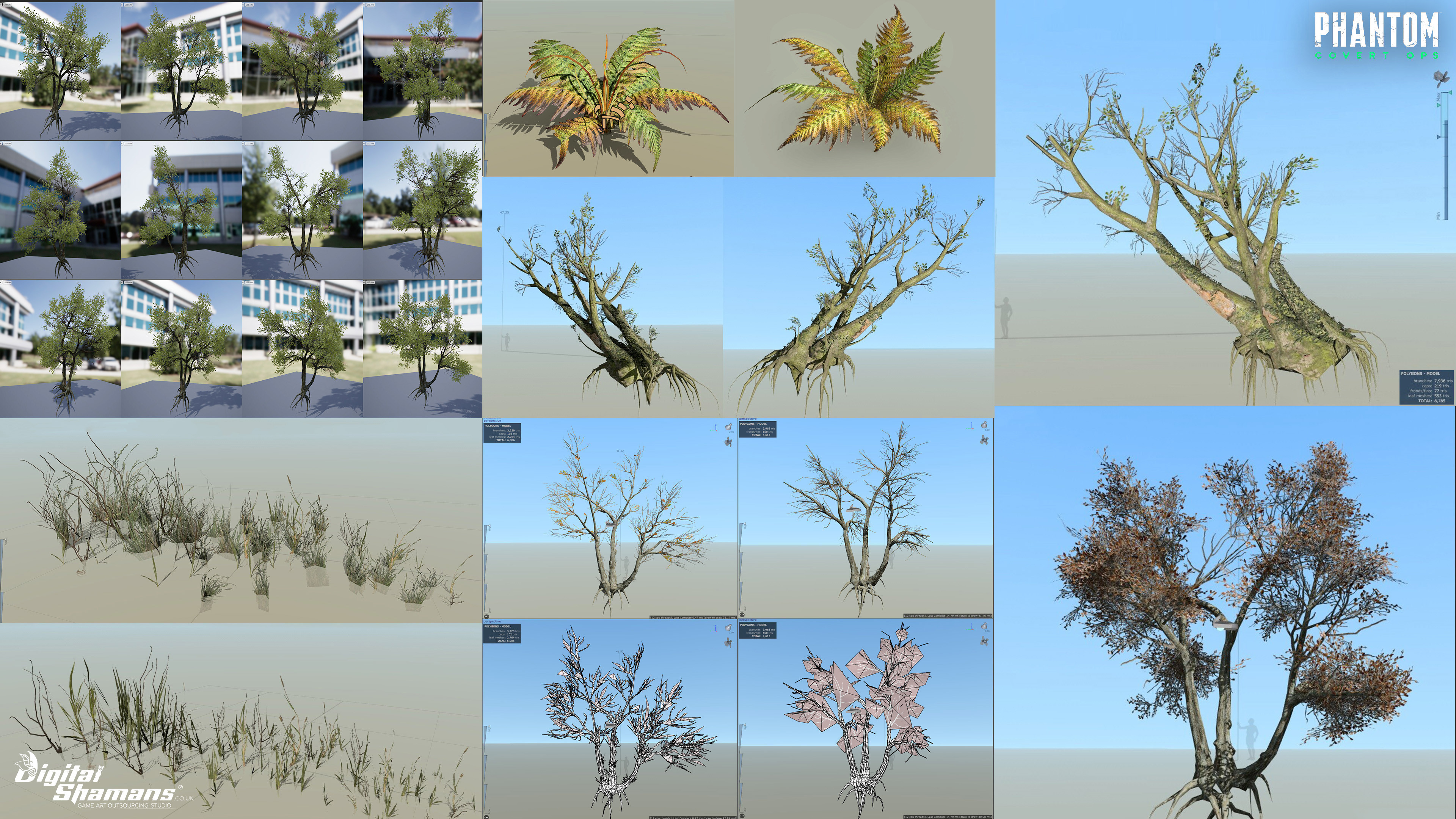 Various vegetation assets made for Phantom: Covert Ops in Speed Tree 8.