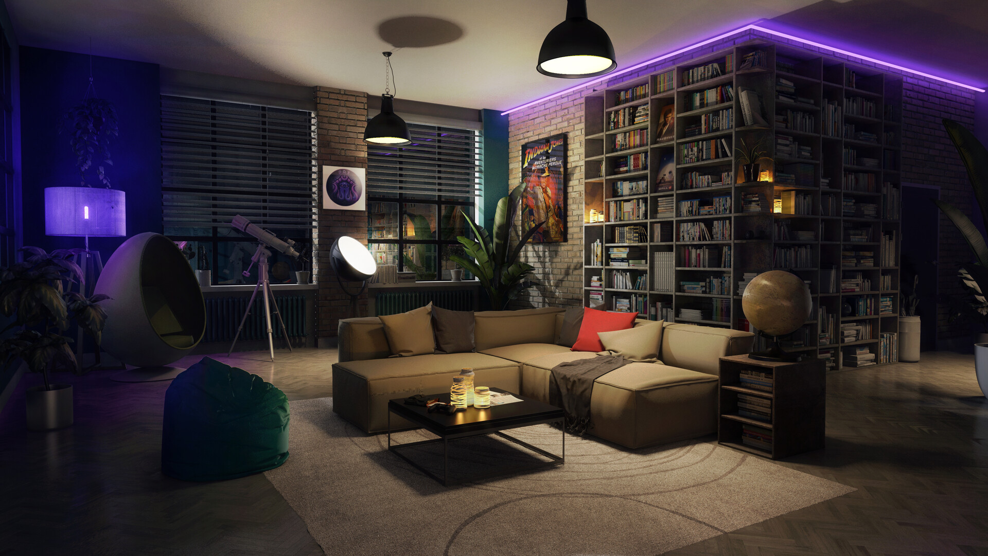 ArtStation - Pax Background - Interior apartment / Night version