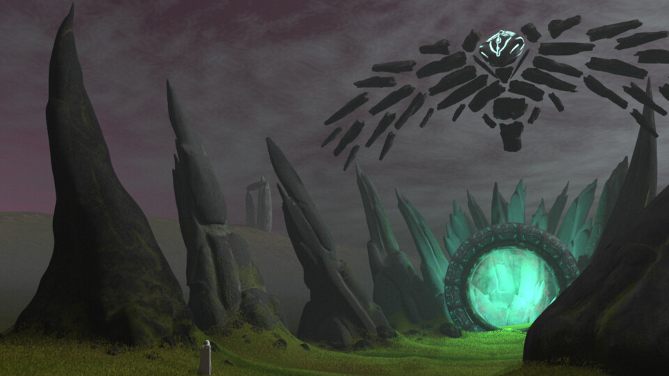 3D alien portal final maya scene render

