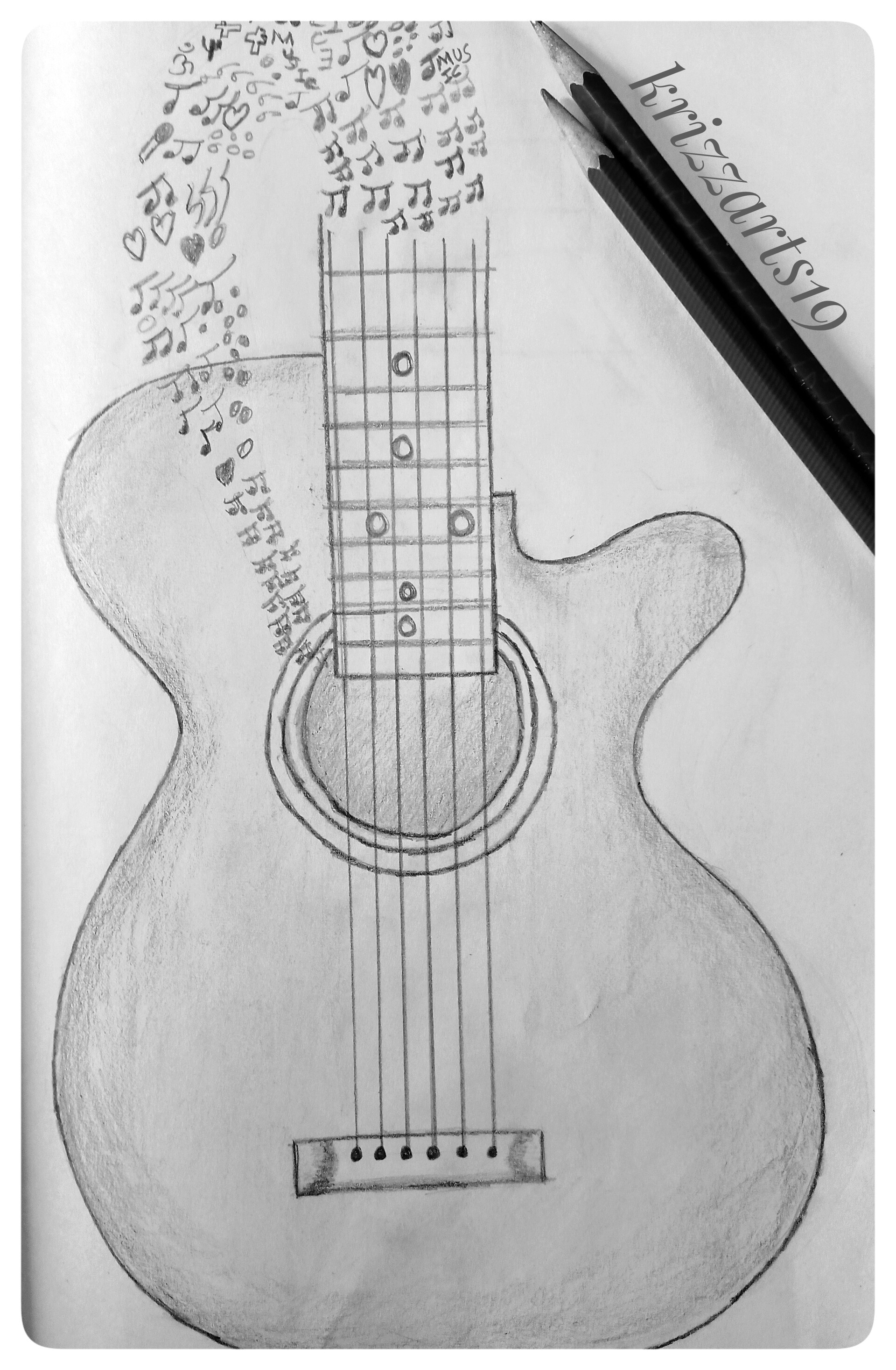 cross hatching drawing of a white electric guitar | Stable Diffusion