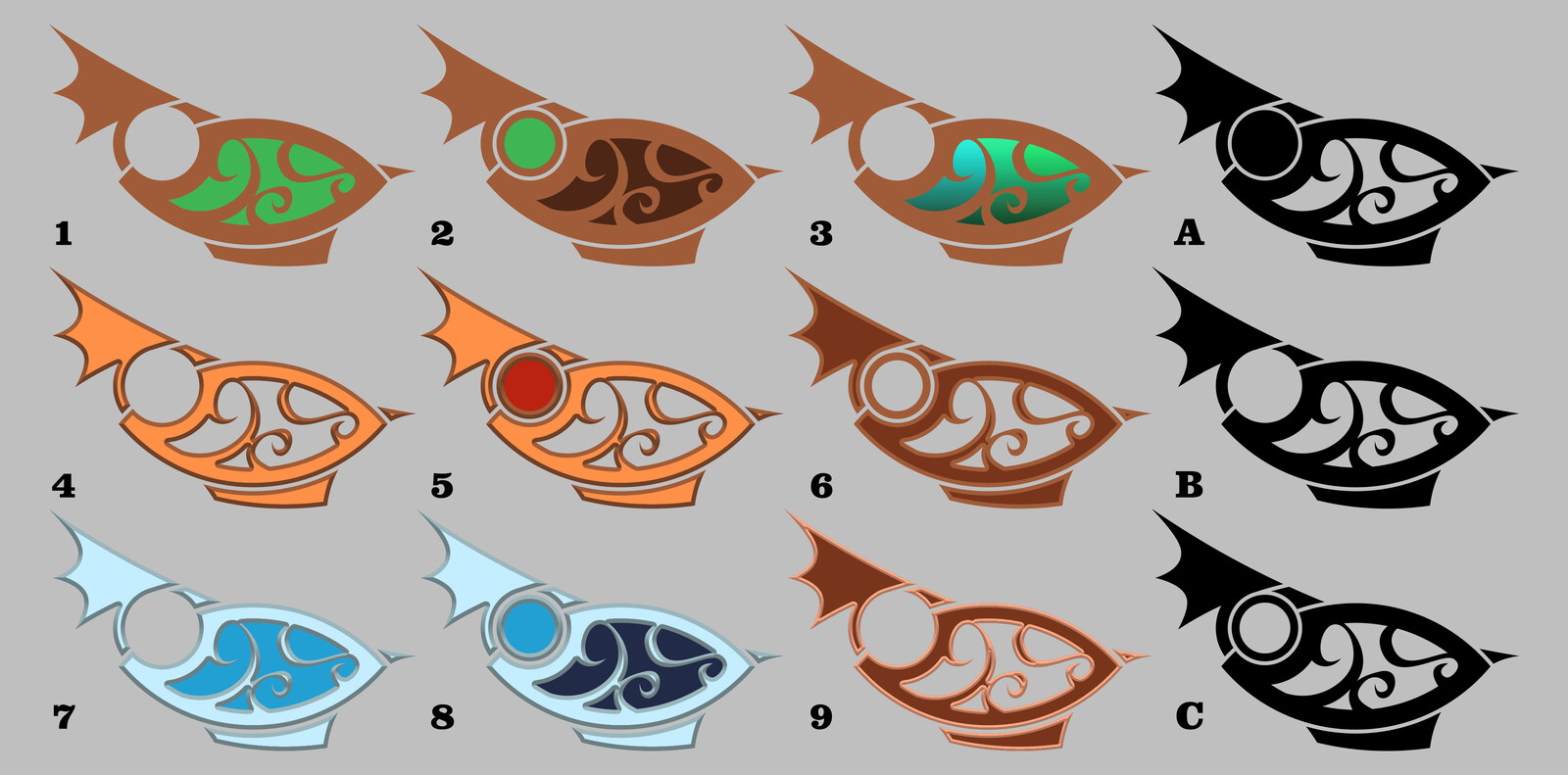 last batch of thumbnails to figure out the colors and how to fill the elements