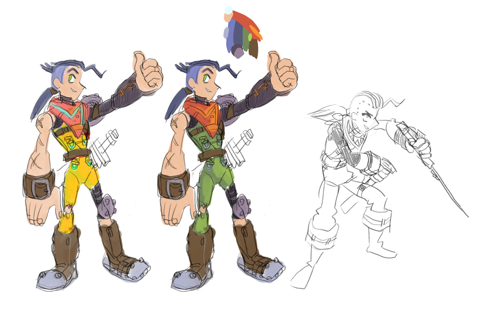 Sketches to brainstorm palette and textures