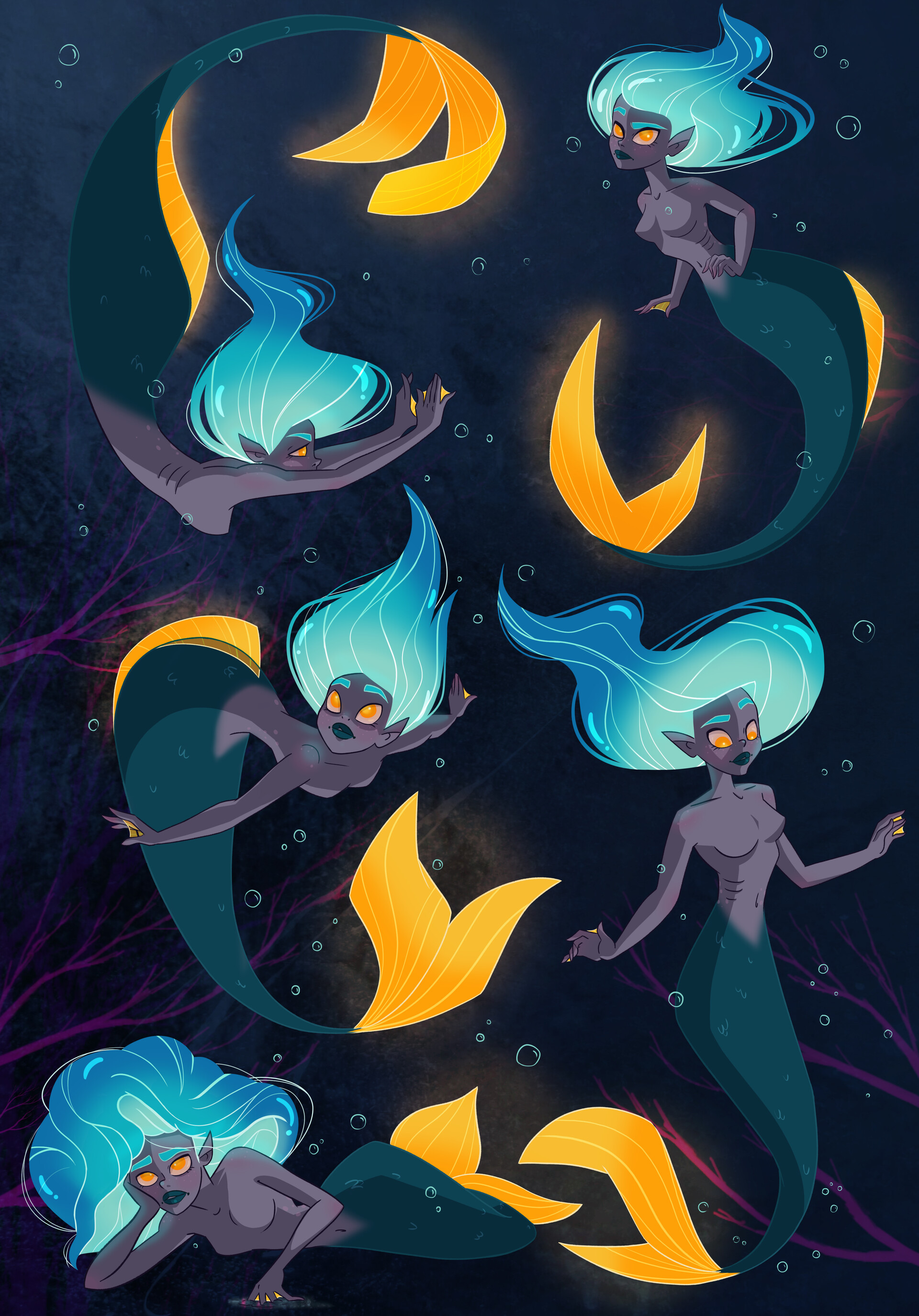 ArtStation - Glowing mermaids