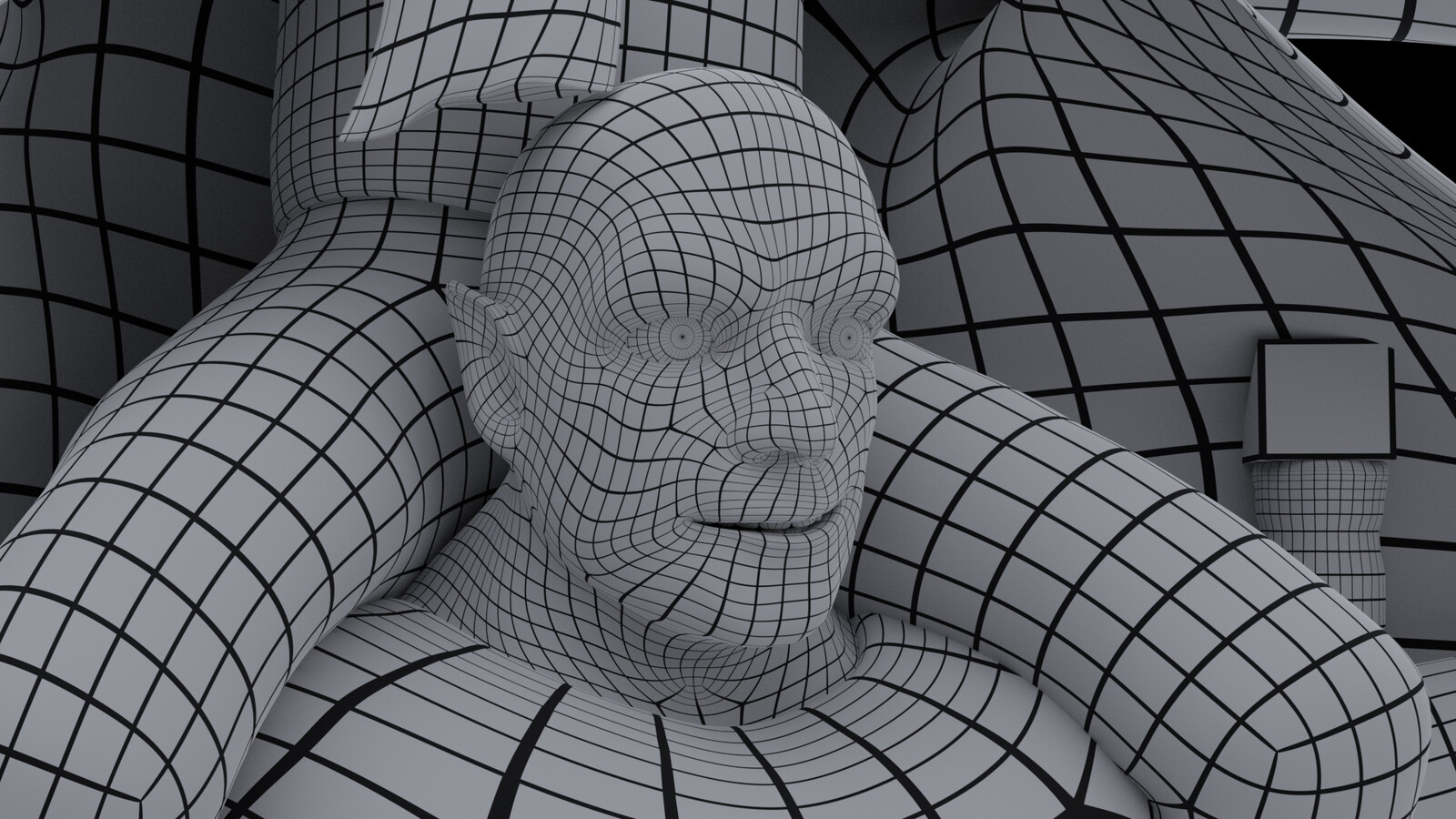 Bottom Character Wireframe Render