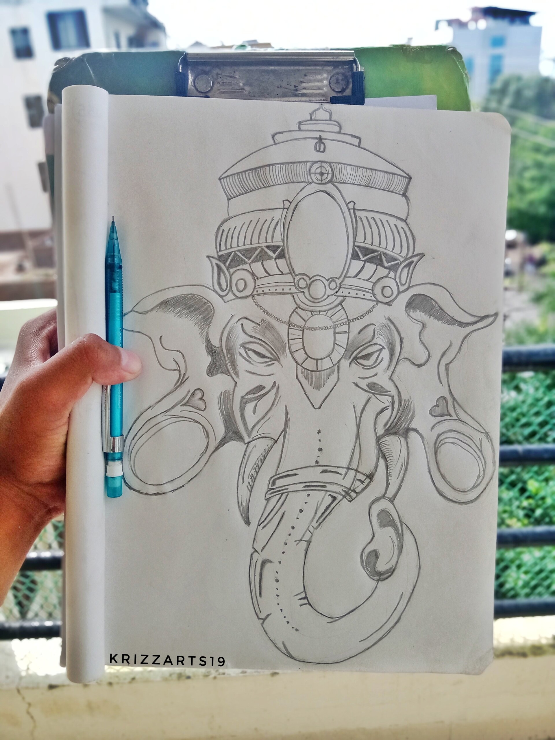Lord Ganesha Freehand sketching charcol and color. by EAheroic on DeviantArt