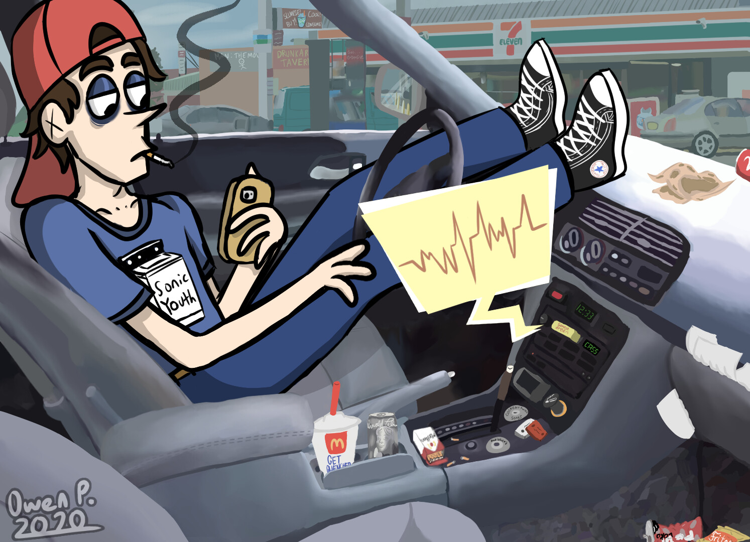 Cooper Waiting in Car at 7-11