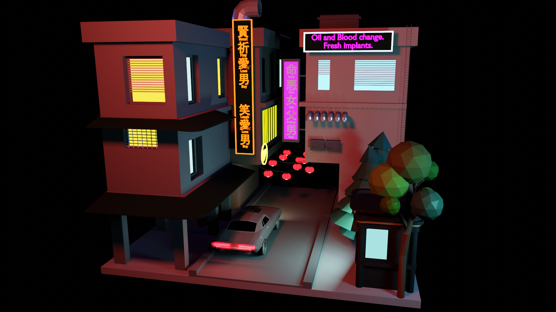 Artstation Night Low Poly City Denis Kruss Artstation Night Low Poly City Denis Kruss