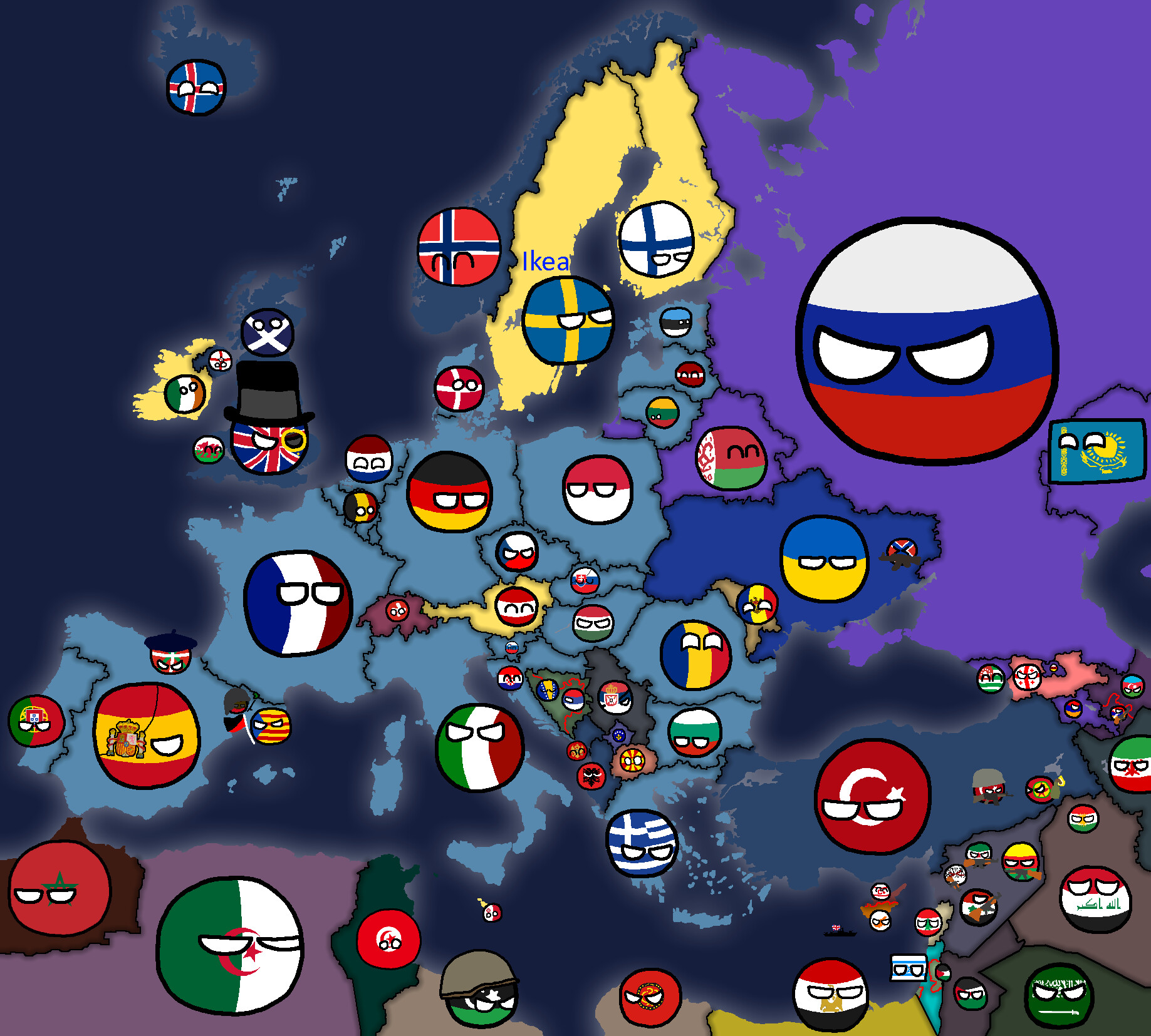 Countryball Map Of Europe Artstation - Map Of Europe 2021 With Countryballs