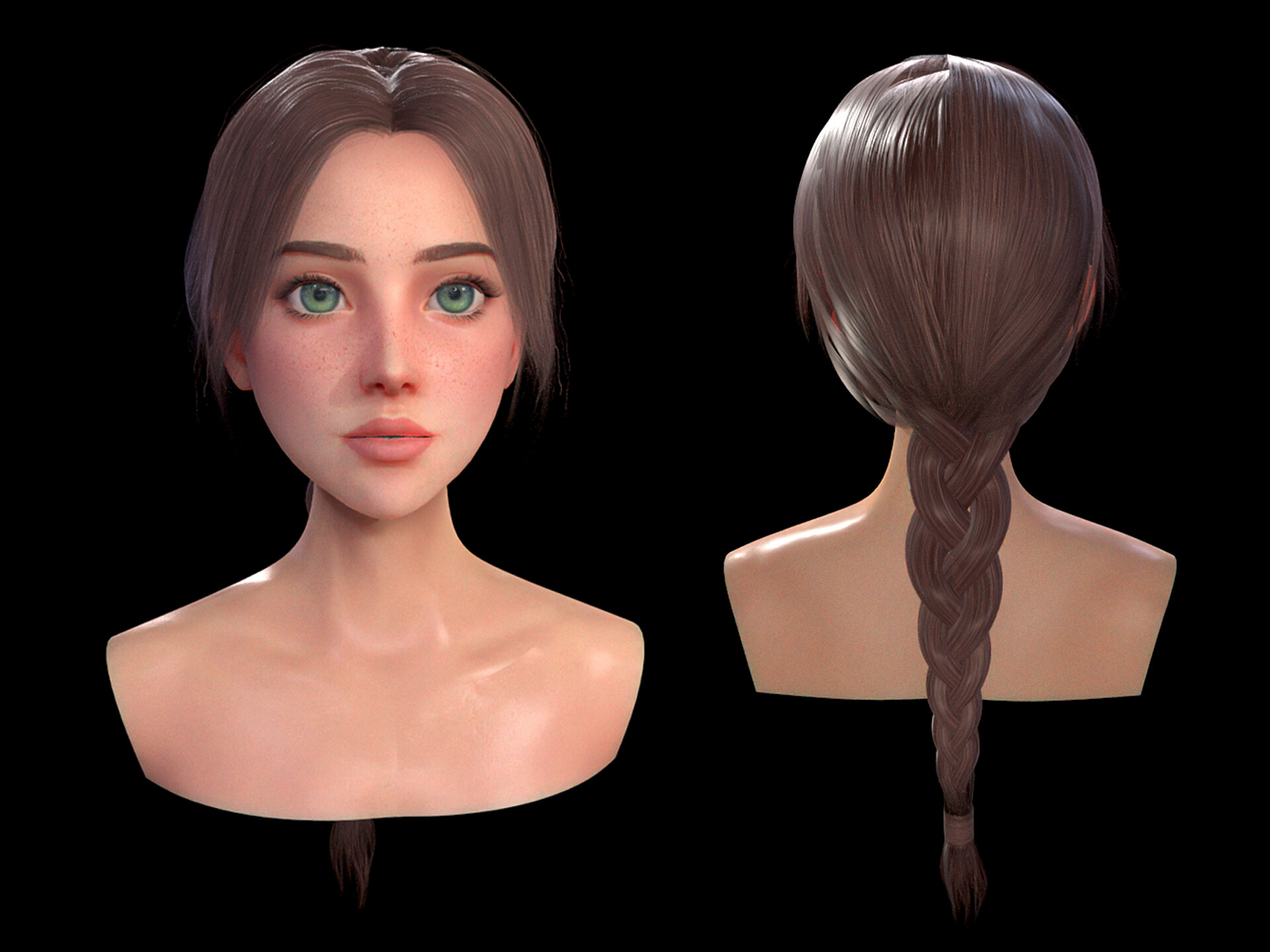 Xandra 3d Realtime Braid Hairstyle Game Ready Low Poly Pbr Model 