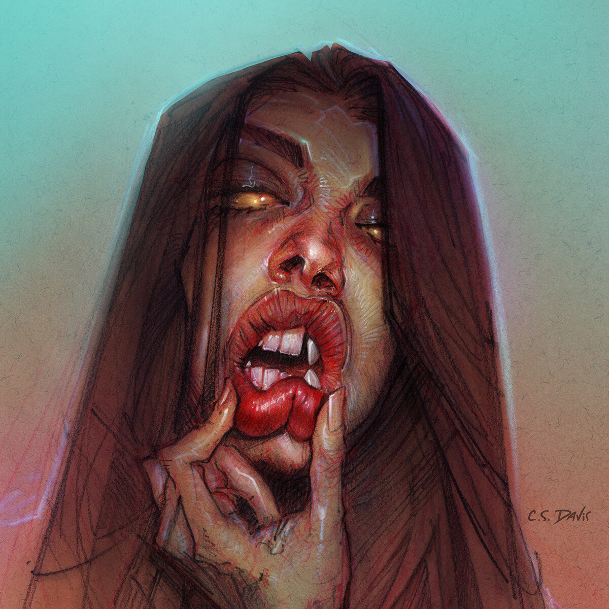 Prismacolor study on toned paper, tightened up in photoshop