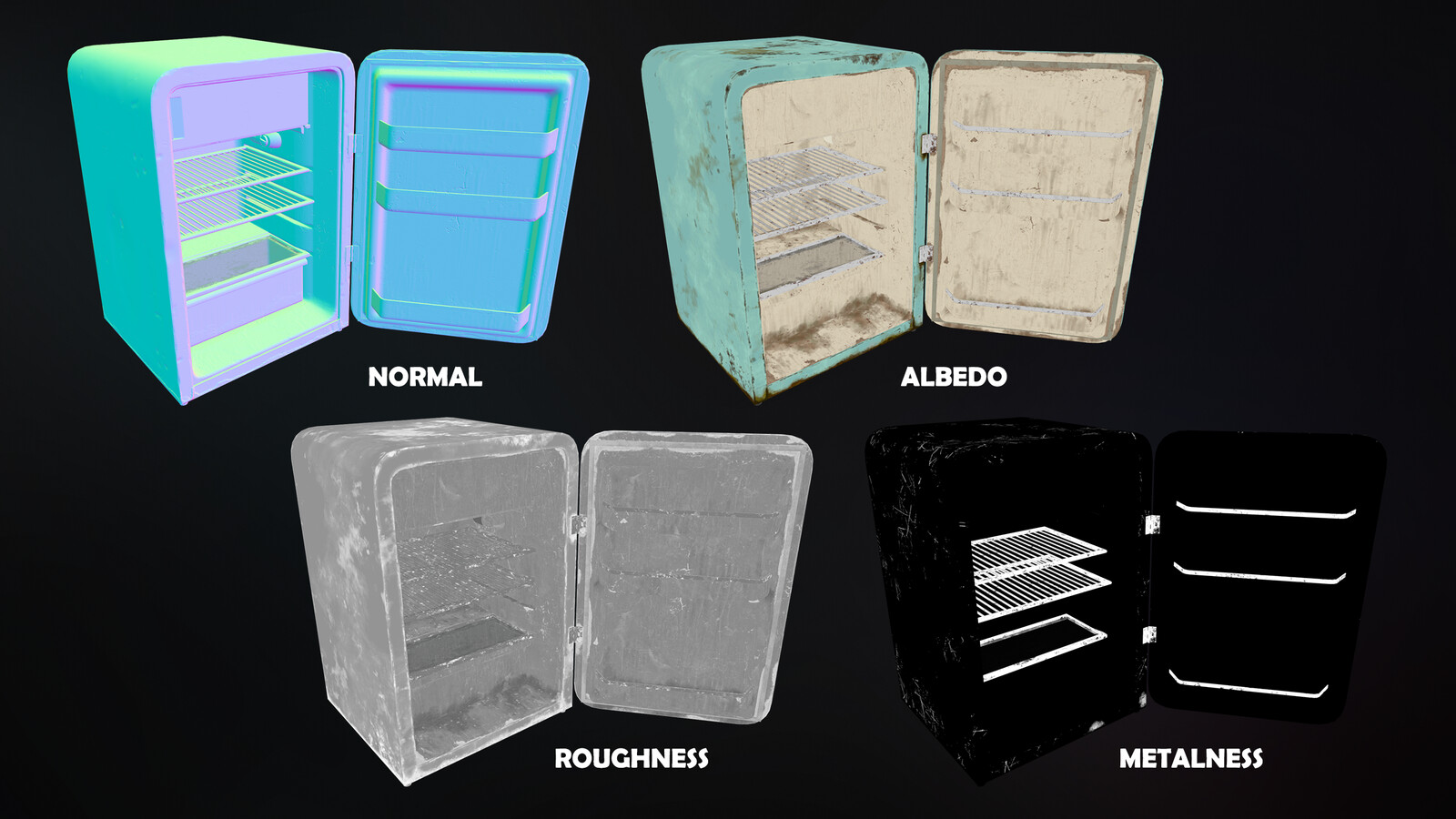 renderpass(normal, albedo, roughness, metalness)