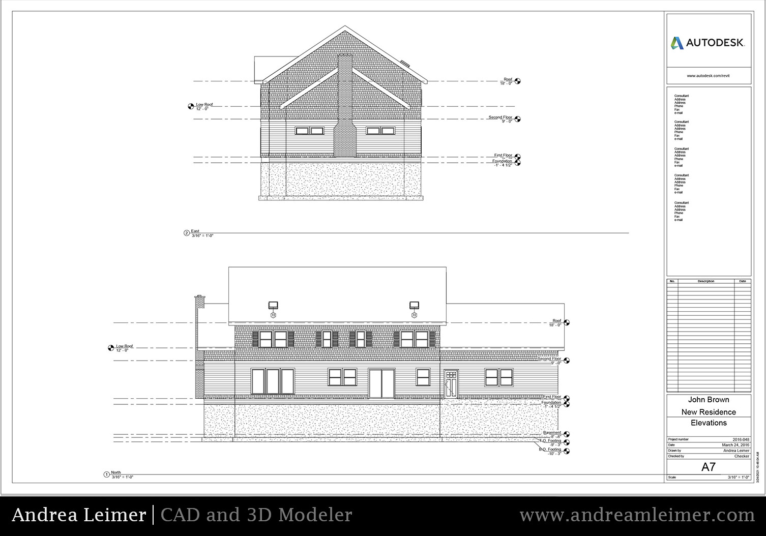 Architectural CAD A7 Elevations Back and Right