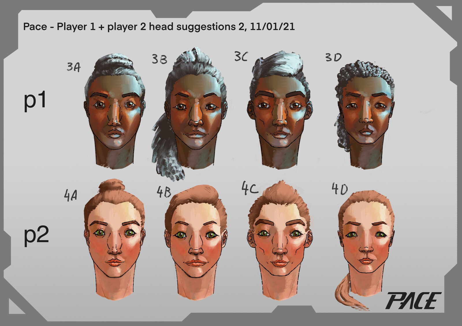 Female versions of the character portraits, attempting to push for more diversity.