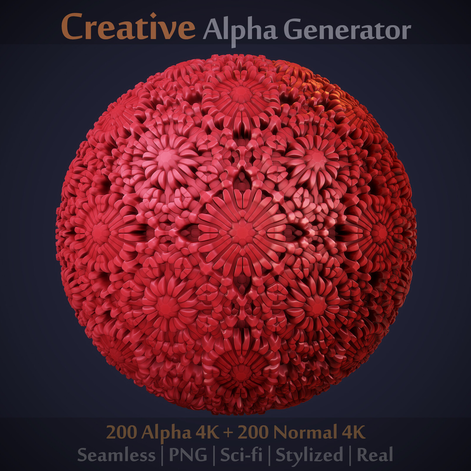 Ornaments Generator for Brush or Sculpt on Scifi/Stylized/Real Surfaces (Zbrush, Blender, Painter)